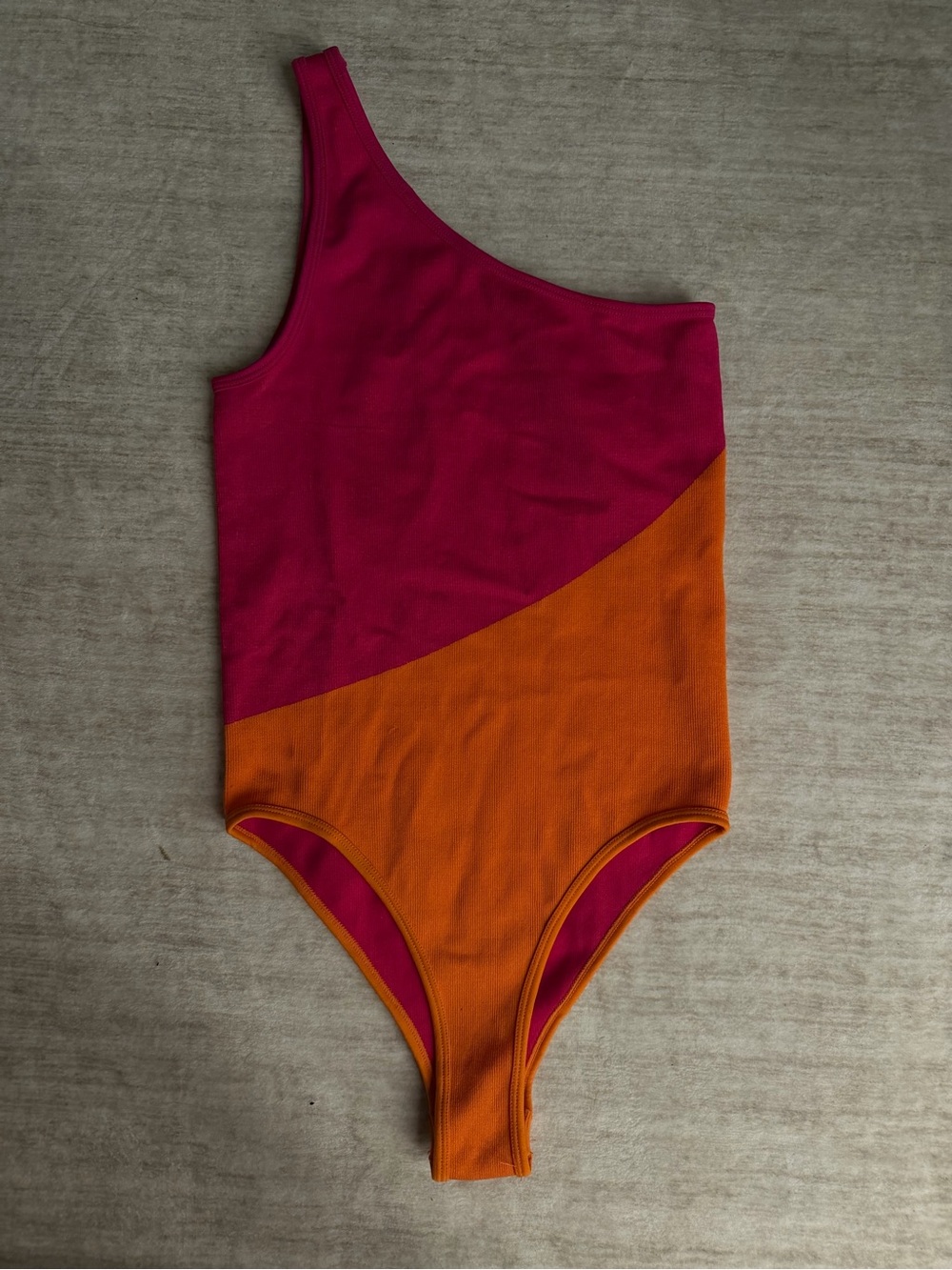 Kids One-Piece Swimsuit in Fuchsia and Orange - Asymmetric Strap